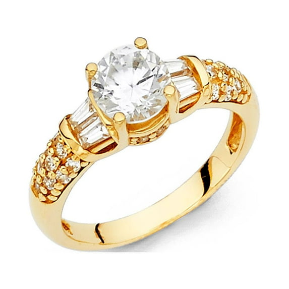 FB Jewels 14K Yellow Gold Cubic Zirconia CZ Engagement Ring Size 7.5