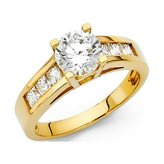 FB Jewels 14K Yellow Gold Cubic Zirconia CZ Engagement Ring Size 7
