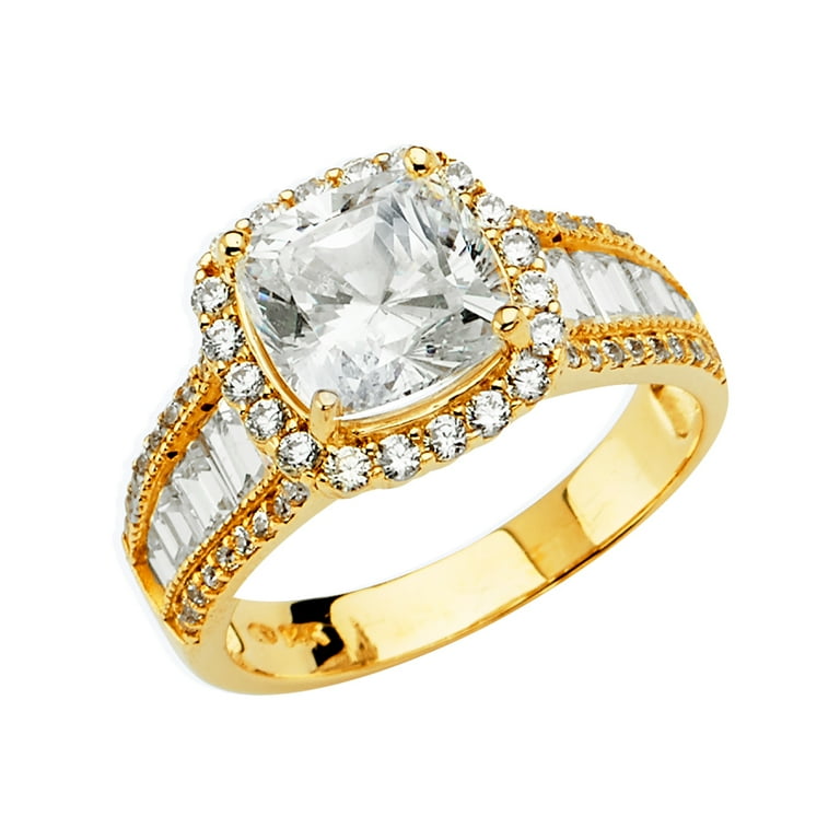 14k yellow gold cubic cheap zirconia engagement rings