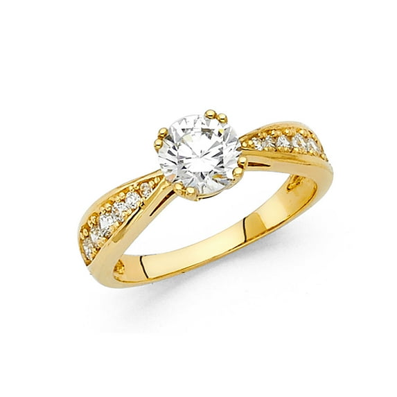 FB Jewels 14K Yellow Gold Cubic Zirconia CZ Engagement Ring Size 9