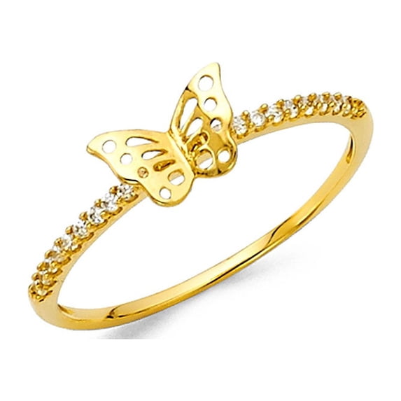 FB Jewels 14K Yellow Gold Cubic Zirconia CZ Fashion Anniversary Ring Size 10.5