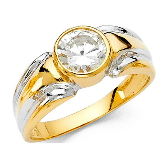 FB Jewels 14K Yellow Gold Cubic Zirconia CZ Fashion Anniversary Ring Size 11.5