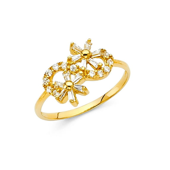 FB Jewels 14K Yellow Gold Cubic Zirconia CZ Fashion Anniversary Ring Size 11.5