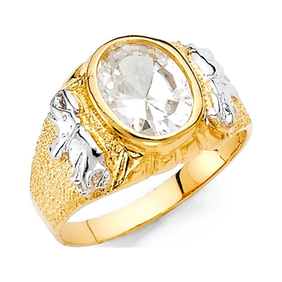 FB Jewels 14K Yellow Gold Cubic Zirconia CZ Fashion Anniversary Ring Size 11
