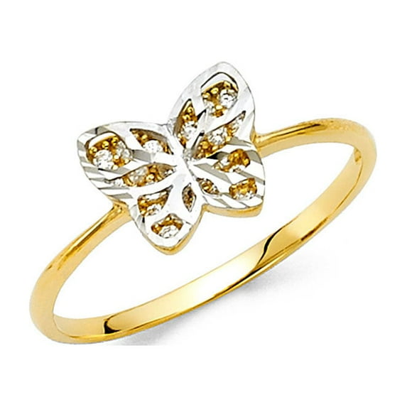 FB Jewels 14K Yellow Gold Cubic Zirconia CZ Fashion Anniversary Ring Size 12