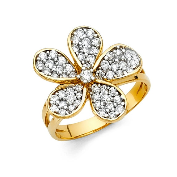 FB Jewels 14K Yellow Gold Cubic Zirconia CZ Fashion Anniversary Ring Size 7