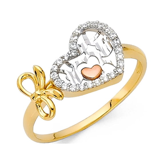 FB Jewels 14K Yellow Gold Cubic Zirconia CZ Fashion Anniversary Ring Size 9.5