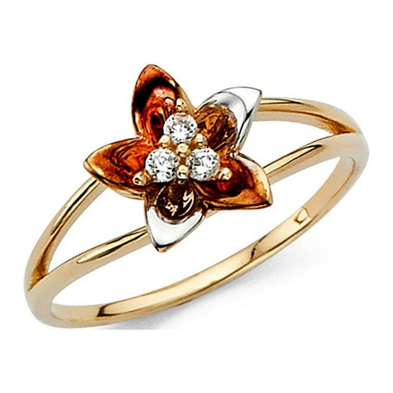 FB Jewels 14K Yellow Gold Cubic Zirconia CZ Fashion Anniversary Ring Size 9