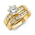 thumbnail image 1 of FB Jewels 14K Yellow Gold Cubic Zirconia CZ Ladies Wedding Band And Engagement Bridal Ring Two Piece Set Size 9.5, 1 of 1