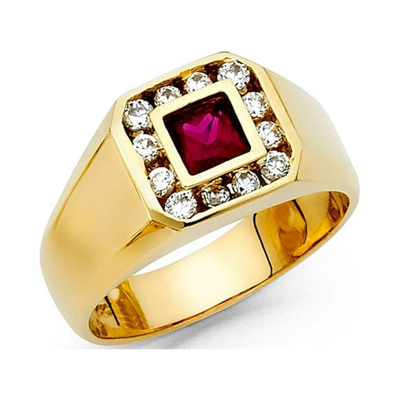 FB Jewels 14K Yellow Gold Cubic Zirconia CZ Mens Fashion Anniversary Ring Size 10.5