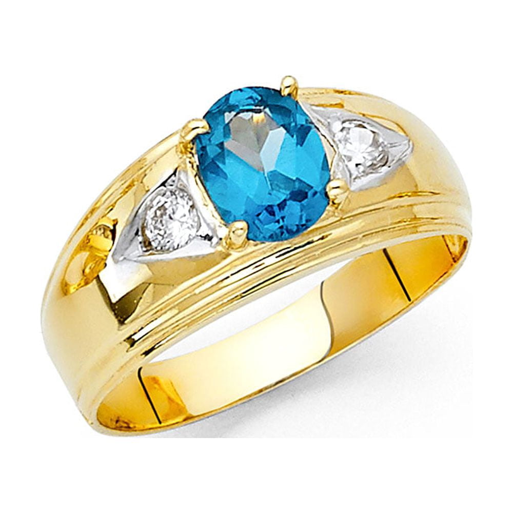 FB Jewels 14K Yellow Gold Cubic Zirconia CZ Mens Fashion Anniversary ...