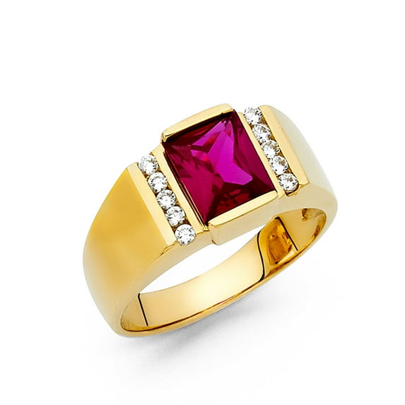 FB Jewels 14K Yellow Gold Cubic Zirconia CZ Mens Fashion Anniversary Ring Size 5