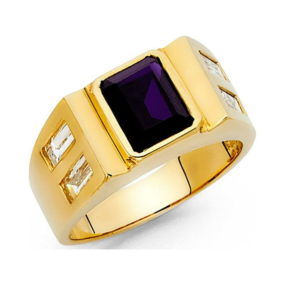 FB Jewels 14K Yellow Gold Cubic Zirconia CZ Mens Fashion Anniversary Ring Size 6.5