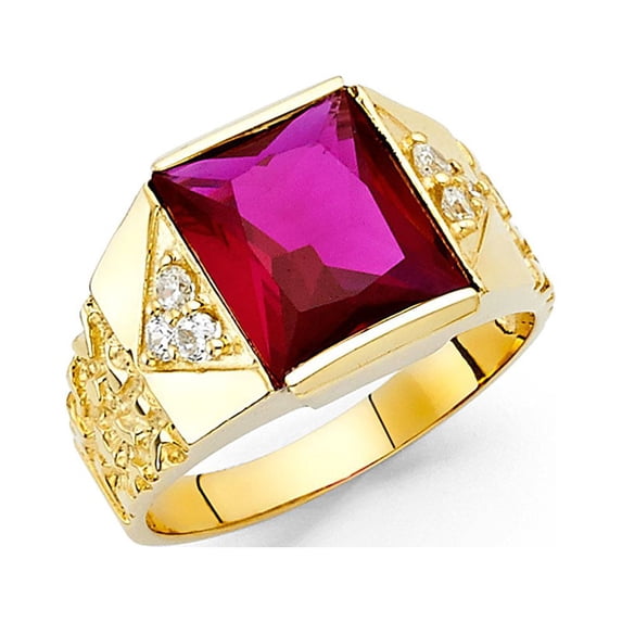 FB Jewels 14K Yellow Gold Cubic Zirconia CZ Mens Fashion Anniversary Ring Size 6