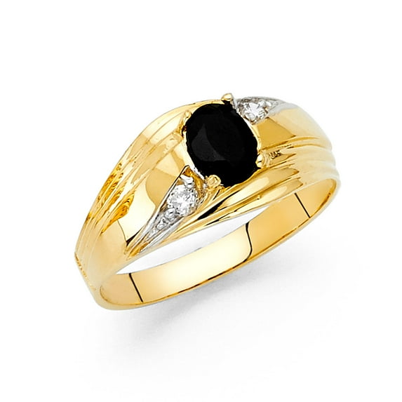 FB Jewels 14K Yellow Gold Cubic Zirconia CZ Mens Fashion Anniversary Ring Size 7