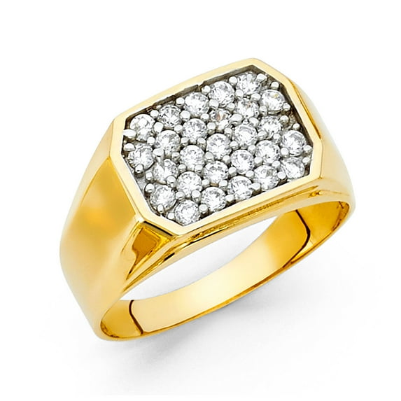 FB Jewels 14K Yellow Gold Cubic Zirconia CZ Mens Fashion Anniversary Ring Size 9.5
