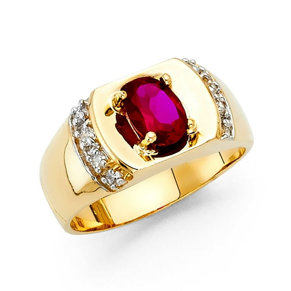 FB Jewels 14K Yellow Gold Cubic Zirconia CZ Mens Fashion Anniversary Ring Size 9.5