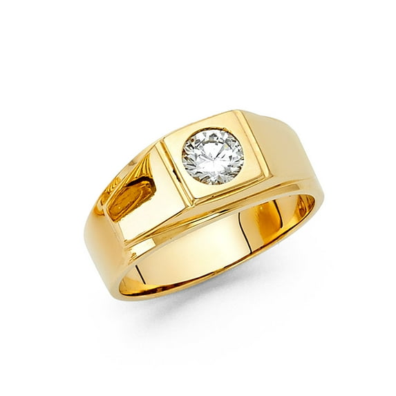 FB Jewels 14K Yellow Gold Cubic Zirconia CZ Mens Fashion Anniversary Ring Size 9.5
