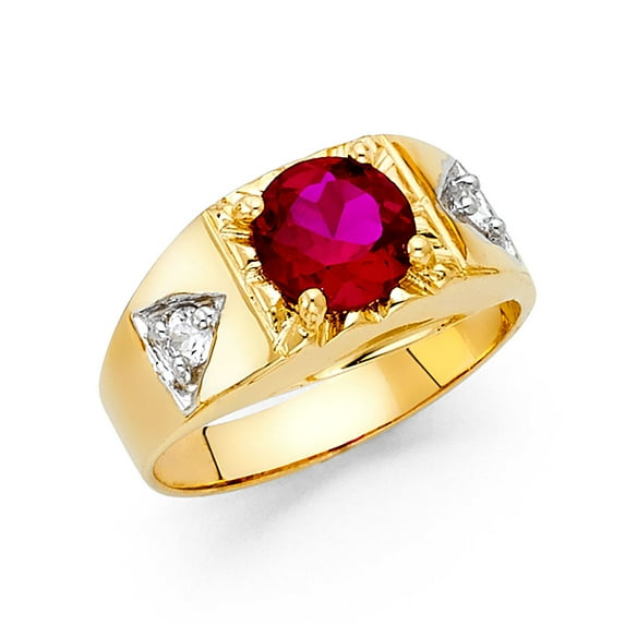 FB Jewels 14K Yellow Gold Cubic Zirconia CZ Mens Fashion Anniversary Ring Size 9