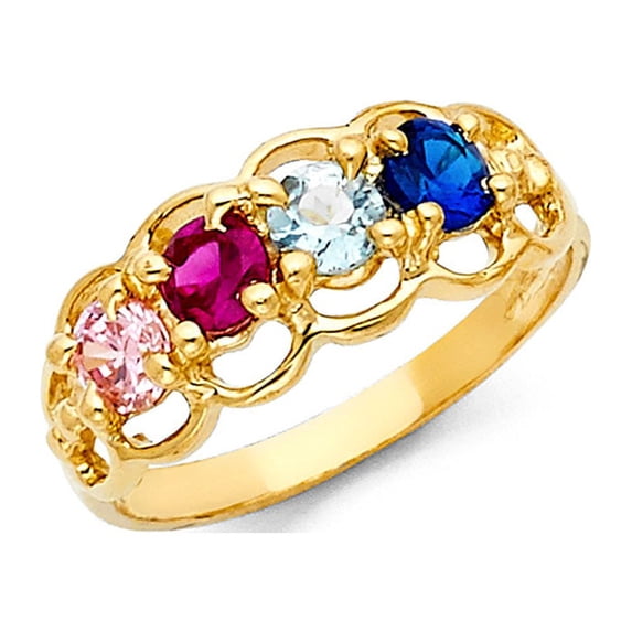 FB Jewels 14K Yellow Gold Cubic Zirconia CZ Mothers Fashion Anniversary Ring Size 10.5