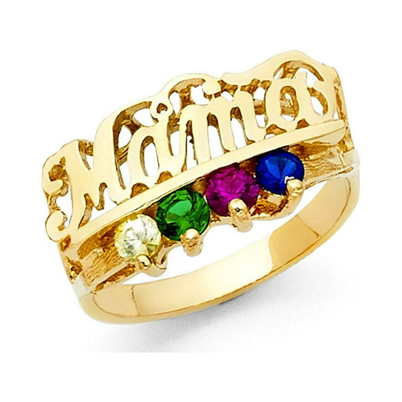 FB Jewels 14K Yellow Gold Cubic Zirconia CZ Mothers Fashion Anniversary Ring Size 10