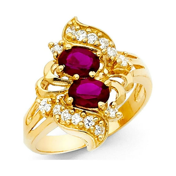 FB Jewels 14K Yellow Gold Cubic Zirconia CZ Mothers Fashion Anniversary Ring Size 6