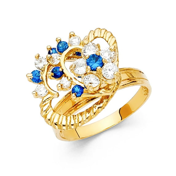 FB Jewels 14K Yellow Gold Cubic Zirconia CZ Motion Fashion Anniversary Ring Size 11.5