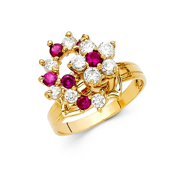FB Jewels 14K Yellow Gold Cubic Zirconia CZ Motion Fashion Anniversary Ring Size 7.5