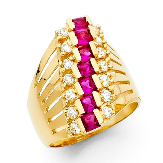 FB Jewels 14K Yellow Gold Cubic Zirconia CZ Semanario Ring Size 8