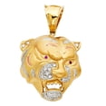 thumbnail image 1 of FB Jewels 14K Yellow Gold Cubic Zirconia CZ Tiger Pendant 31mm X 29mm, 1 of 1