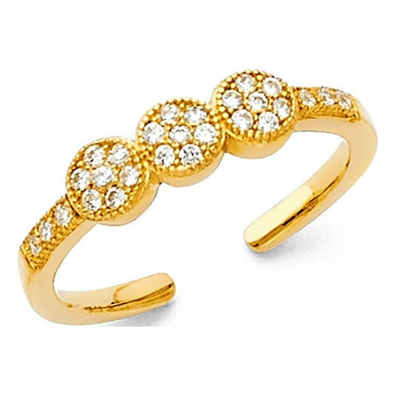 FB Jewels 14K Yellow Gold Cubic Zirconia CZ Toe Ring Size 10.5