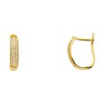 thumbnail image 1 of FB Jewels 14K Yellow Gold Cubic Zirconia CZ U Shape Huggie Endless Hoop Womens Earrings 15MM X 4MM, 1 of 1