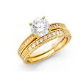 thumbnail image 1 of FB Jewels 14K Yellow Gold Cubic Zirconia CZ Wedding Band and Engagement Bridal Ring Two Piece Set Size 5, 1 of 1