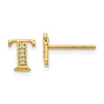 thumbnail image 1 of FB Jewels 14K Yellow Gold Diamond Initial T Earrings, 1 of 1