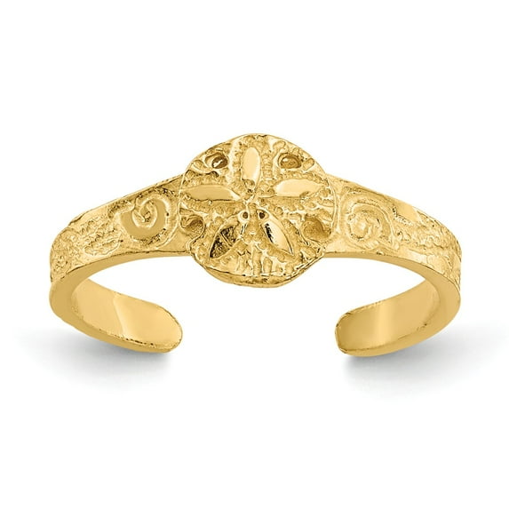 FB Jewels 14K Yellow Gold Diamond-cut Sand Dollar Toe Ring