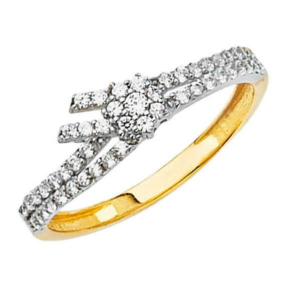 FB Jewels 14K Yellow Gold Fancy Cubic Zirconia CZ Ring / Set Size 12