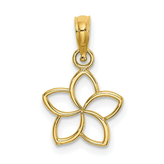 FB Jewels 14K Yellow Gold Flower Pendant Cut Out and High Polish