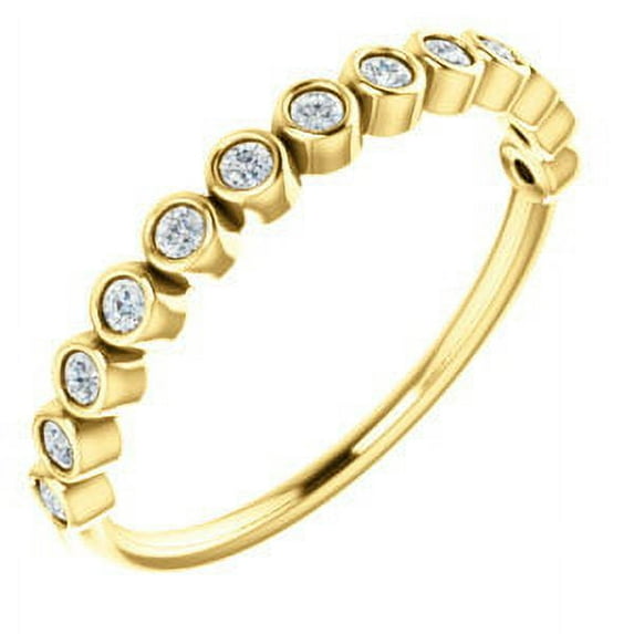 FB Jewels 14K Yellow Gold Genuine Diamond Round 1.5 mm Polished 1/5 CTW Diamond Anniversary Wedding Ring Band Size 7