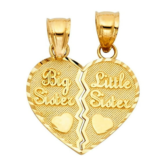FB Jewels 14K Yellow Gold Heart 2 Piece Pendant 22mm X 18mm