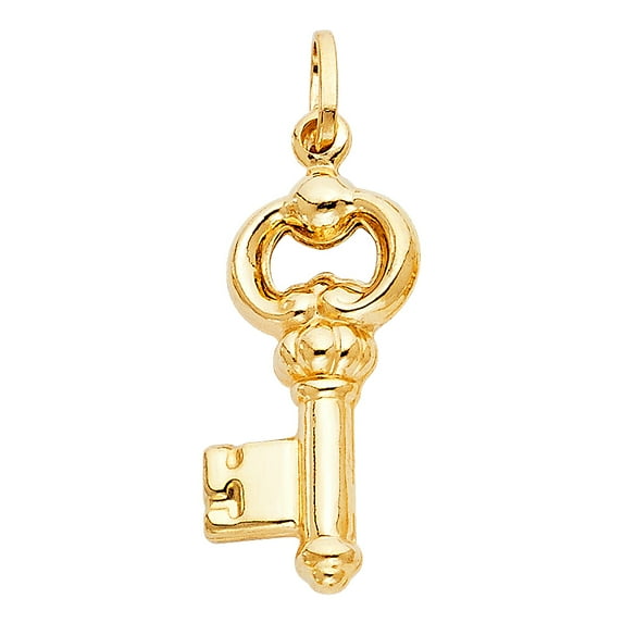 FB Jewels 14K Yellow Gold Key Pendant 25mm X 25mm