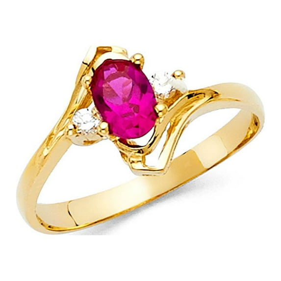 FB Jewels 14K Yellow Gold Ladies Cubic Zirconia CZ Fashion Anniversary Ring Size 10