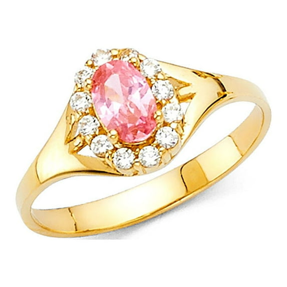 FB Jewels 14K Yellow Gold Ladies Cubic Zirconia CZ Fashion Anniversary Ring Size 5.5