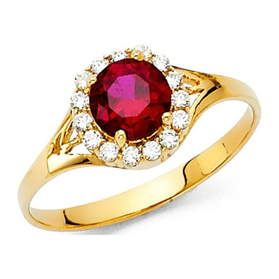 FB Jewels 14K Yellow Gold Ladies Cubic Zirconia CZ Fashion Anniversary Ring Size 6.5