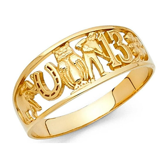 FB Jewels 14K Yellow Gold Lucky Yellow Gold Fashion Anniversary Ring Size 10.5