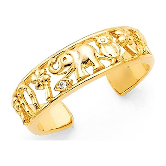 FB Jewels 14K Yellow Gold Lucky Yellow Gold Toe Ring Size 9