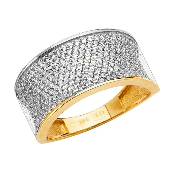 FB Jewels 14K Yellow Gold M-Pave Ladies Cubic Zirconia CZ Fashion Anniversary Ring Size 6.5