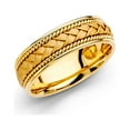 thumbnail image 1 of FB Jewels 14K Yellow Gold Men's Solid 6mm Braided Traditional Classic Comfort Fit Wedding Ring Band Size 9, 1 of 1