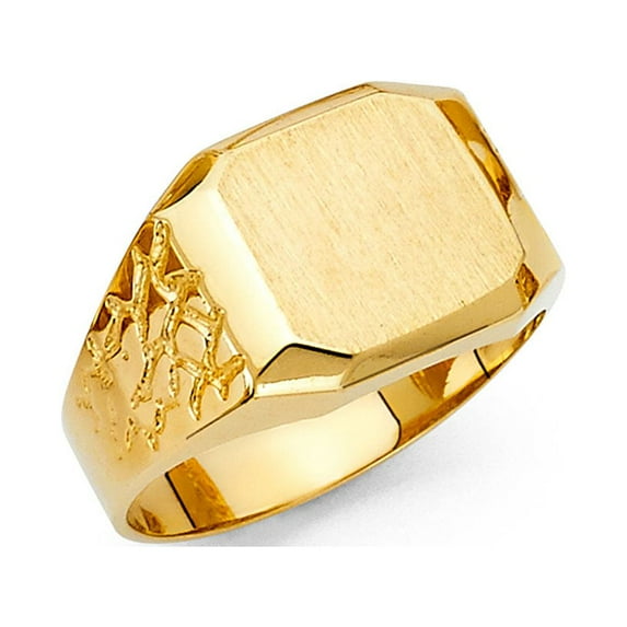 FB Jewels 14K Yellow Gold Mens Engravable Signet Ring Size 12