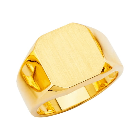 FB Jewels 14K Yellow Gold Mens Engravable Signet Ring Size 8