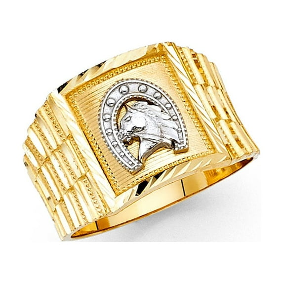 FB Jewels 14K Yellow Gold Mens Fashion Anniversary Ring Size 8